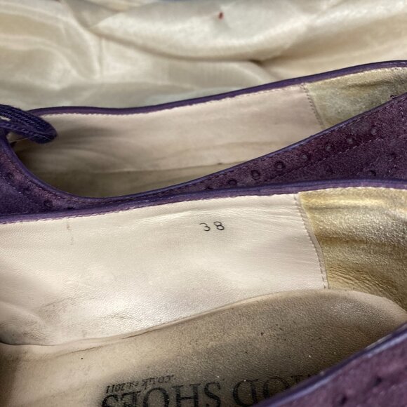 70s retro suede purple brogues block heel - Picture 6 of 10